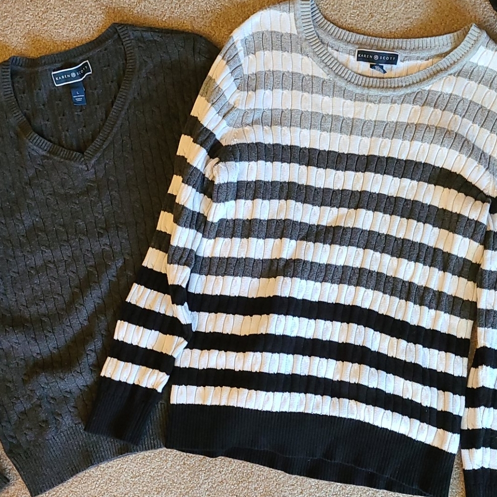 Karen Scott Sweaters, Sized Large. Gray